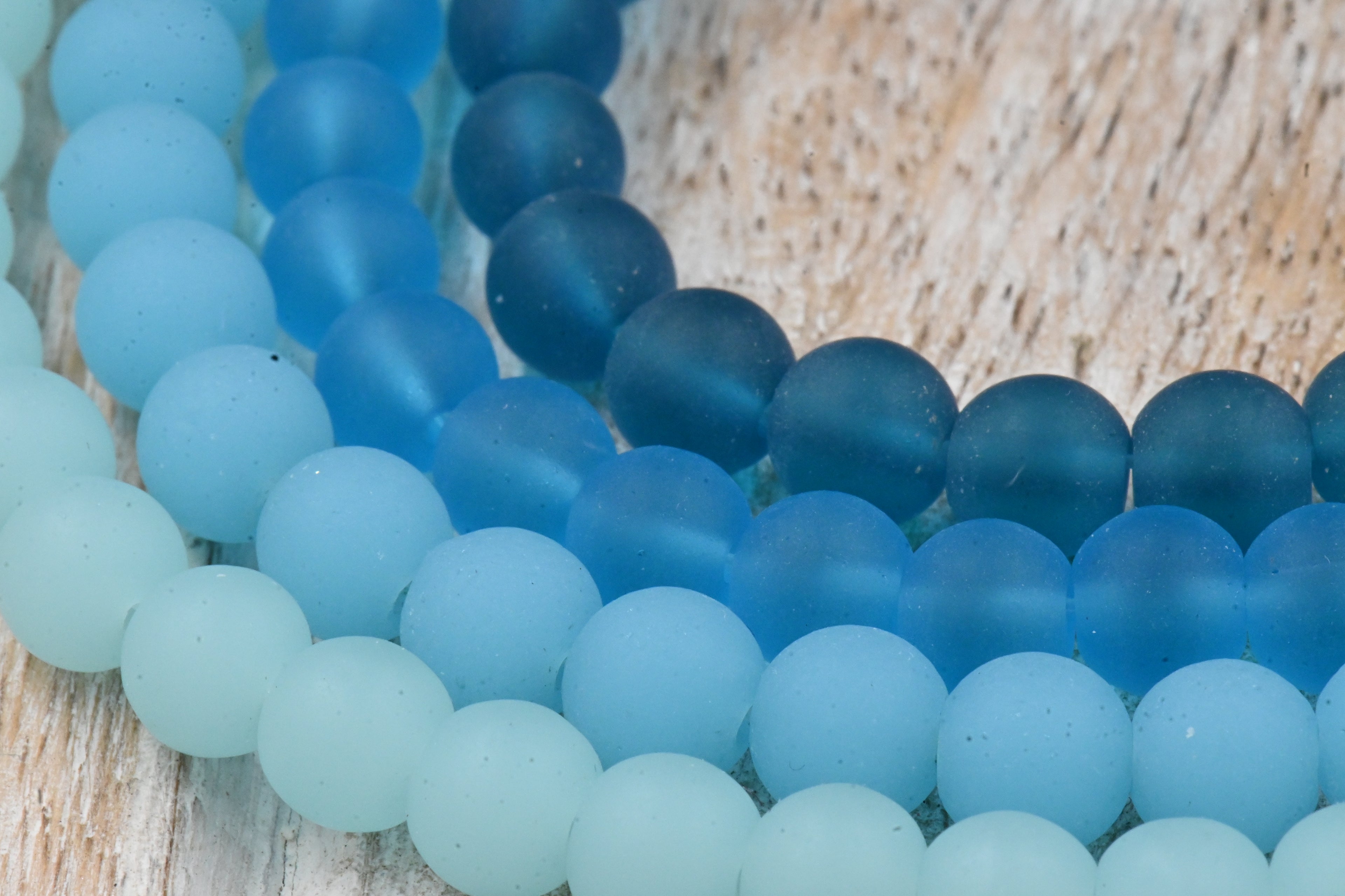Two Strands Blue Seaglass 6mm Beach Glass Beads