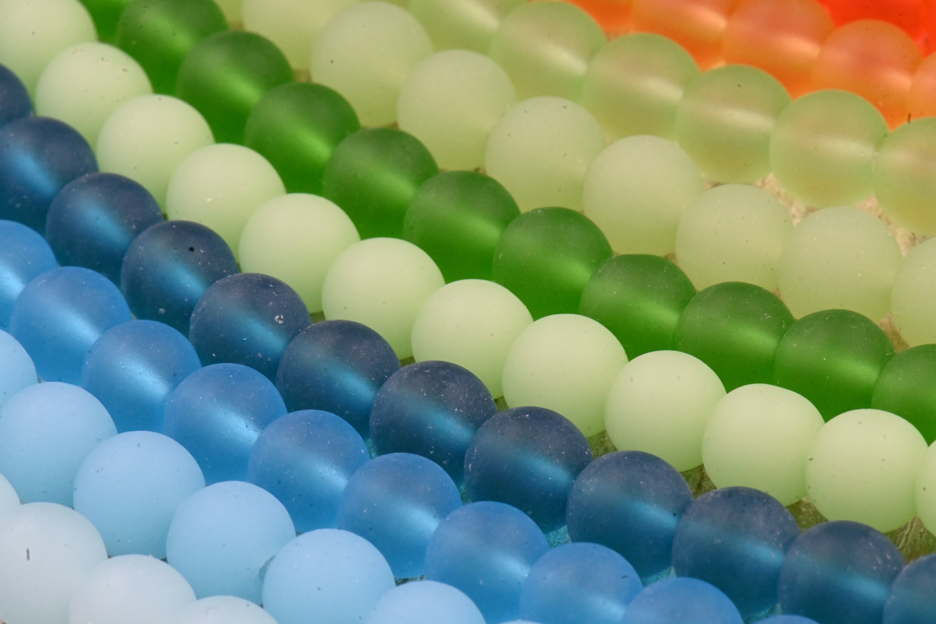 Two Strands Blue Seaglass 6mm Beach Glass Beads