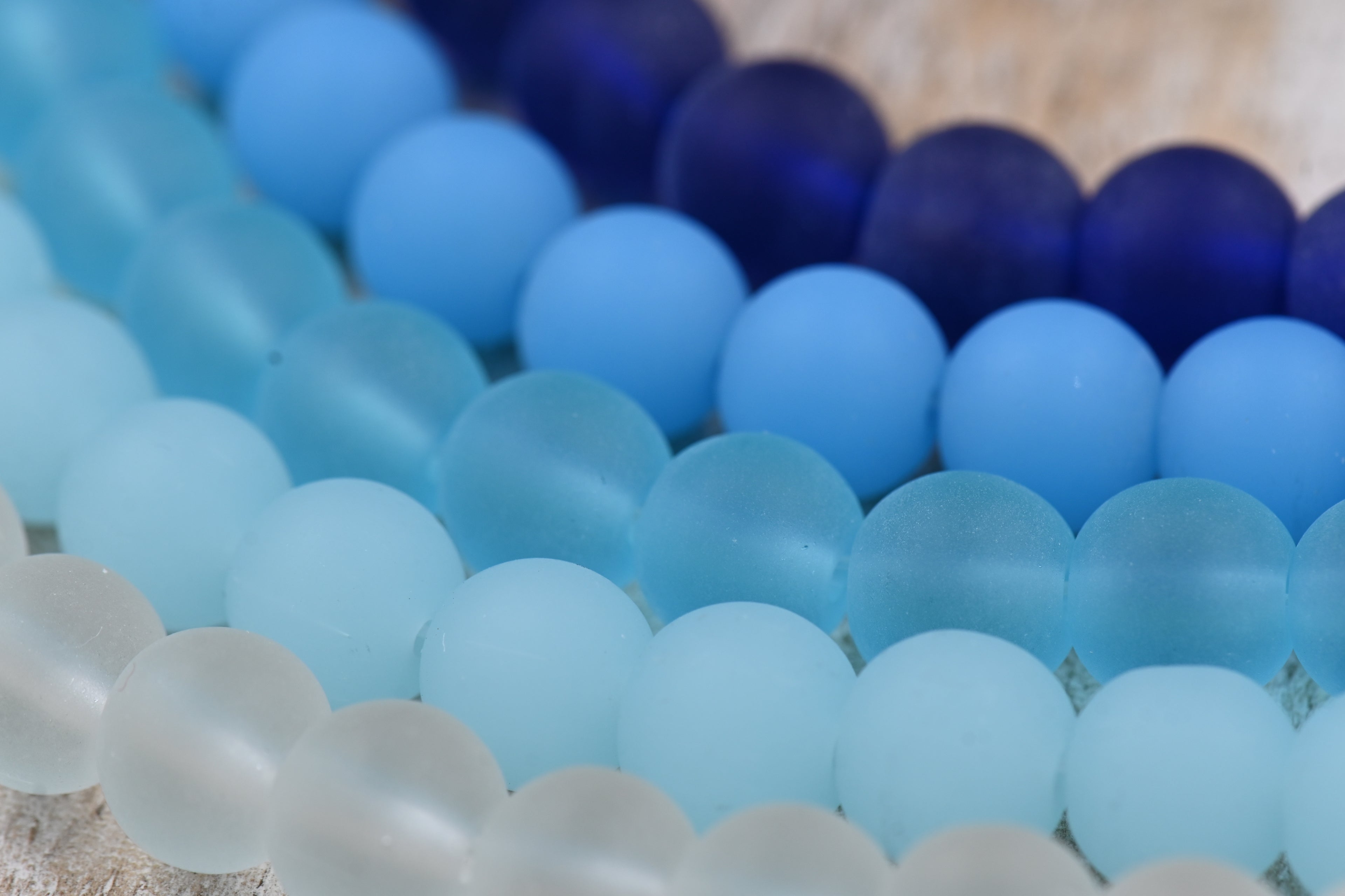 Two Strands Blue Seaglass 8mm Beach Glass Beads