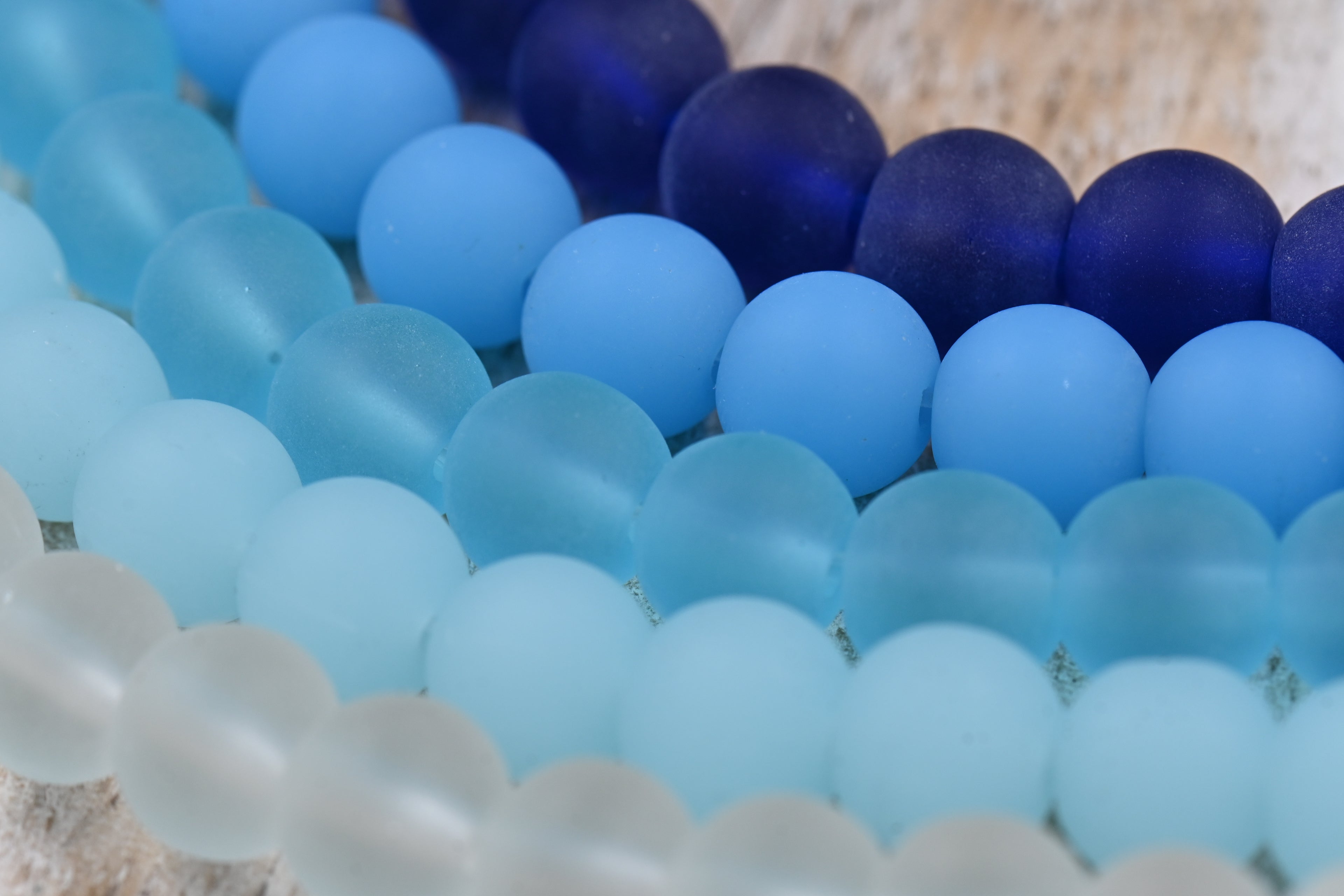Two Strands Blue Seaglass 8mm Beach Glass Beads