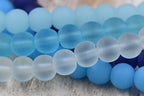 Two Strands Blue Seaglass 8mm Beach Glass Beads