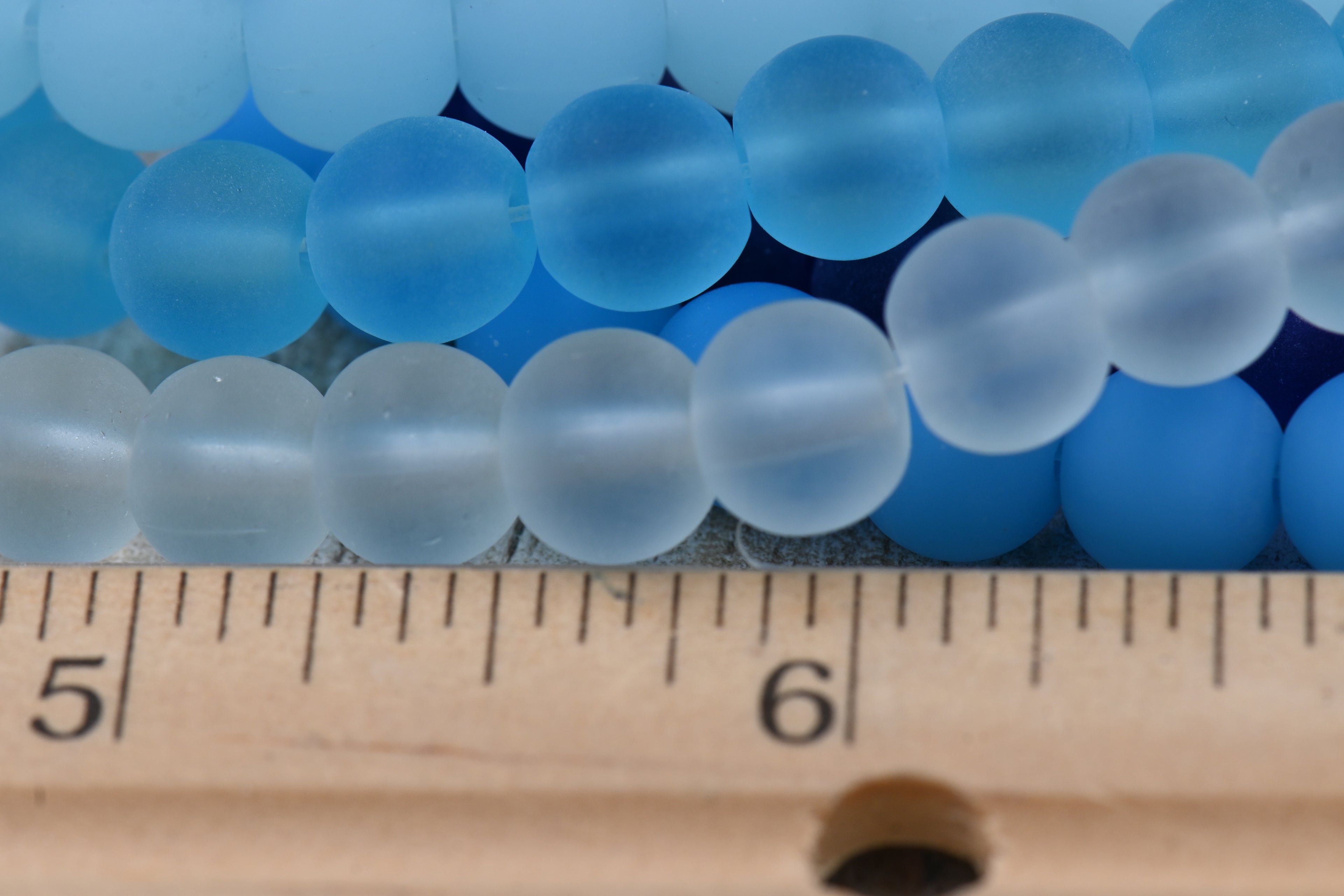 Two Strands Blue Seaglass 8mm Beach Glass Beads