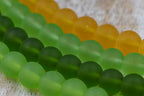 Two Strands Green Sea glass 8mm Yellow Beach Glass Beads