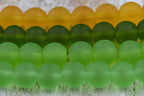 Two Strands Green Sea glass 8mm Yellow Beach Glass Beads