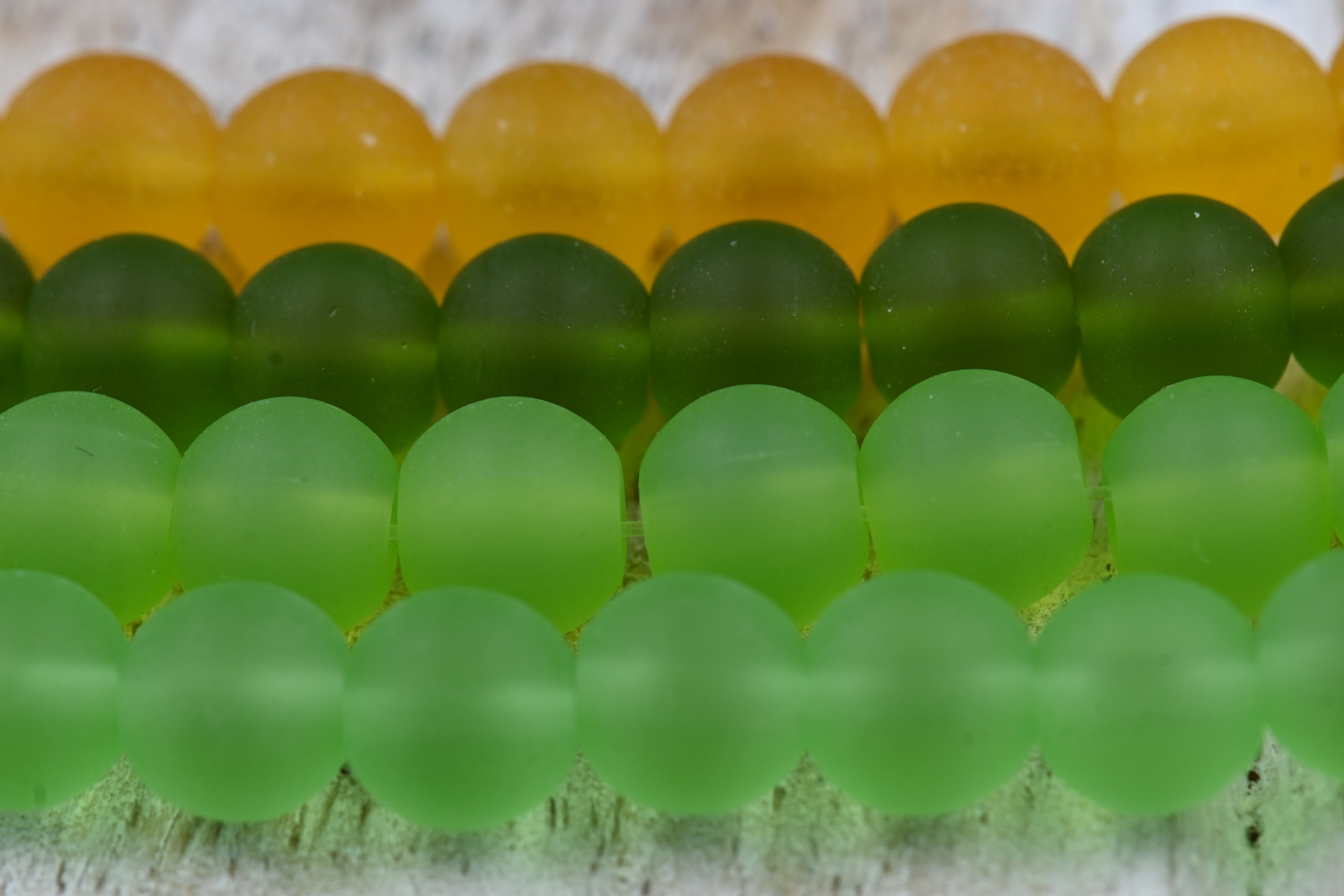 Two Strands Green Sea glass 8mm Yellow Beach Glass Beads