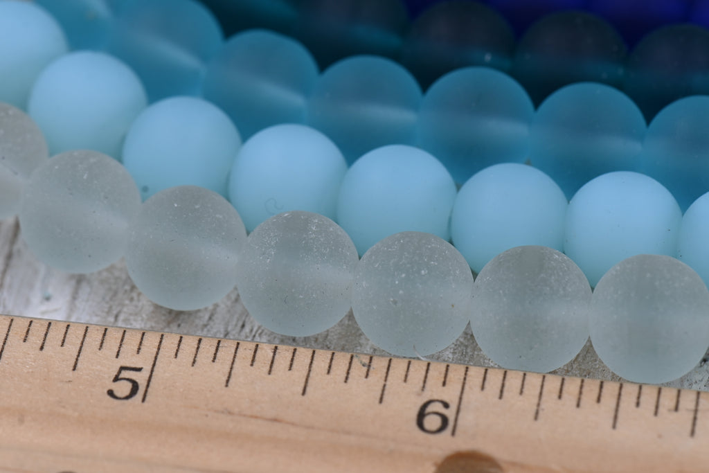 Green Sea glass 10mm Beach Glass Beads