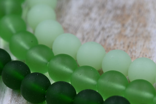Green Sea glass 10mm Beach Glass Beads Hover Image