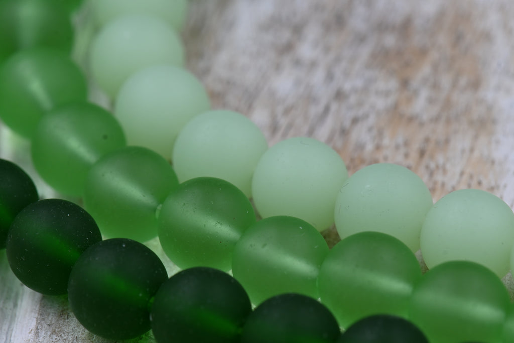 Green Sea glass 10mm Beach Glass Beads