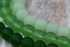 Green Sea glass 10mm Beach Glass Beads