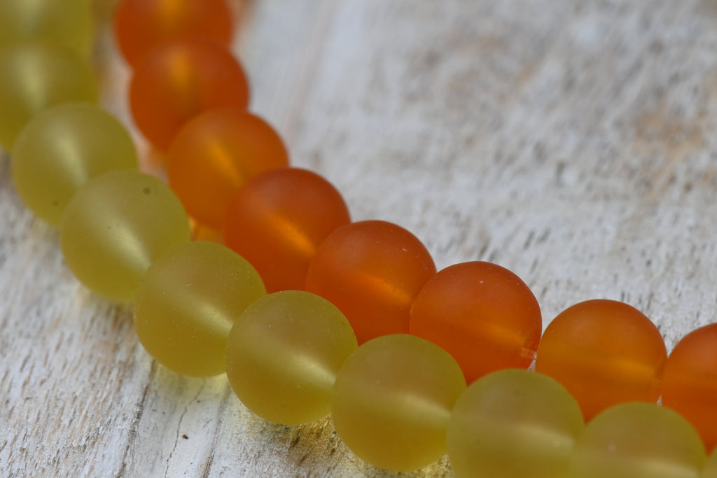 Orange Yellow Sea glass 10mm Beach Glass Beads
