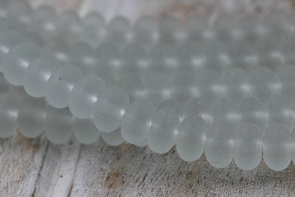 Seaglass Rondelle 8x5mm Beach Glass Beads 10pc