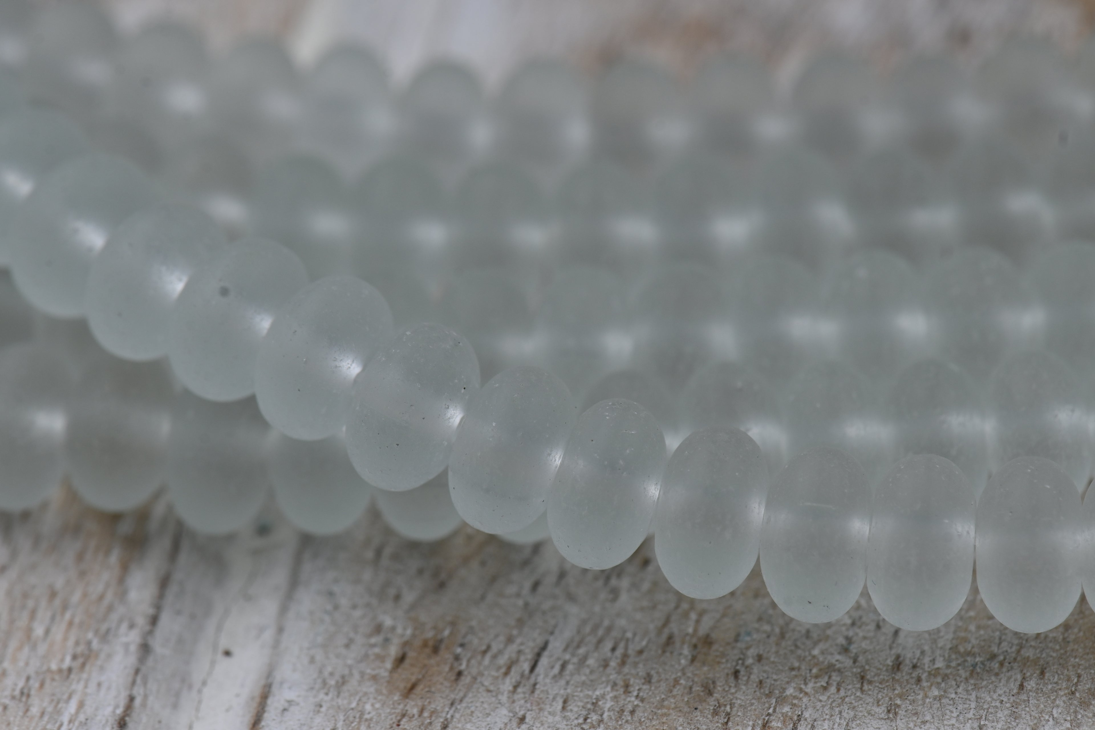 Seaglass Rondelle 8x5mm Beach Glass Beads 10pc