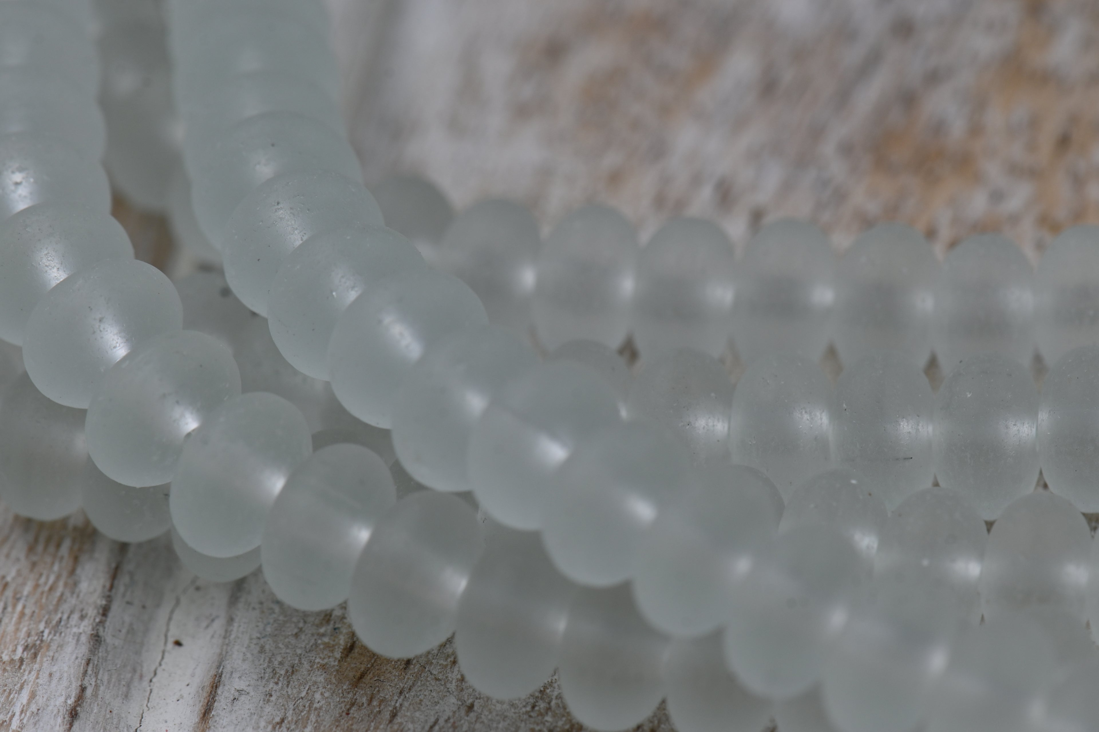 Seaglass Rondelle 8x5mm Beach Glass Beads 10pc