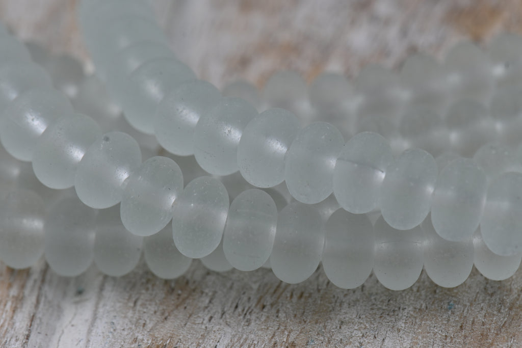 Seaglass Rondelle 8x5mm Beach Glass Beads 10pc