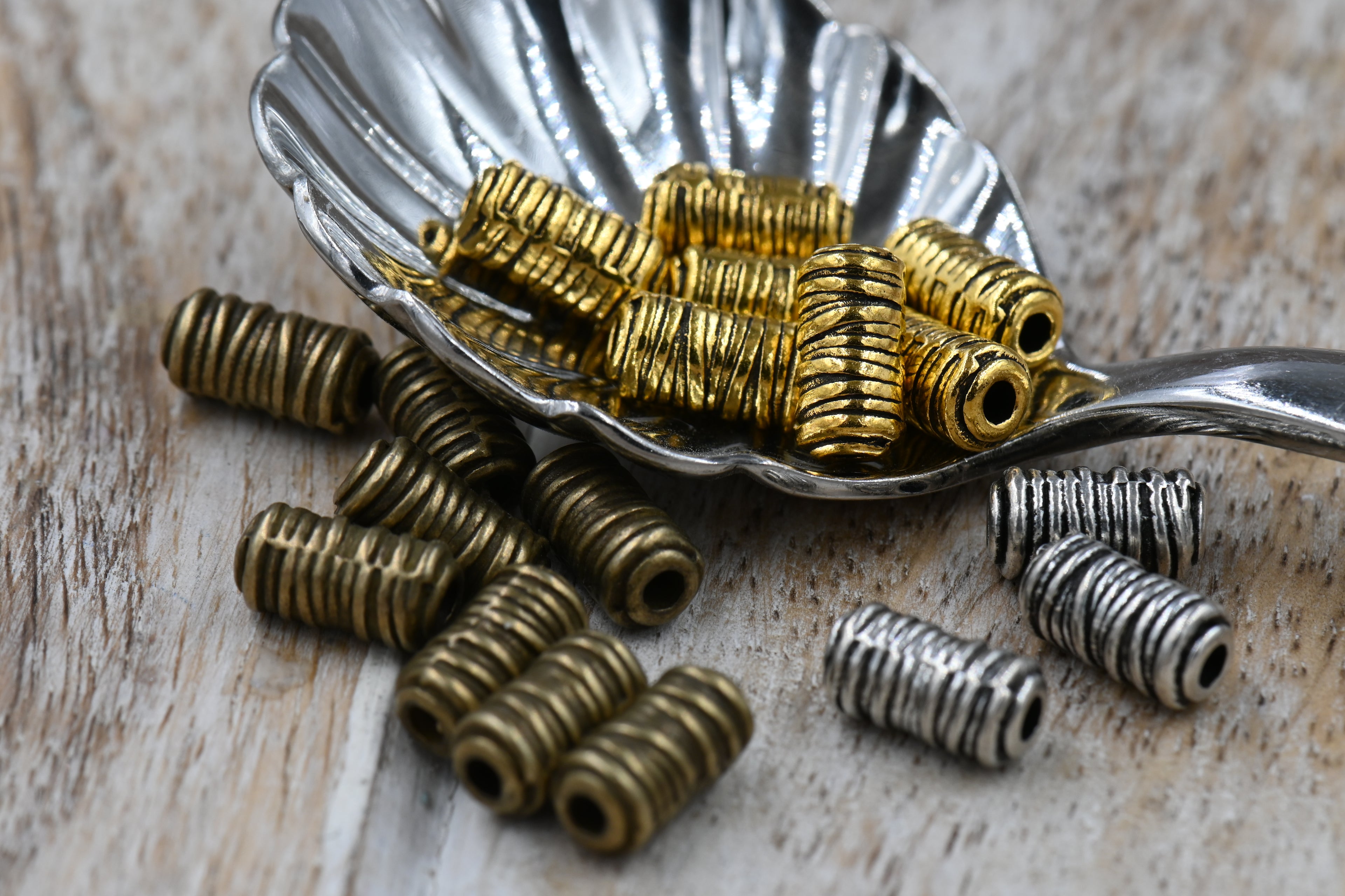 Wrapped Column Spacers, 20pc Antique Silver, Bronze or Gold 11x6mm