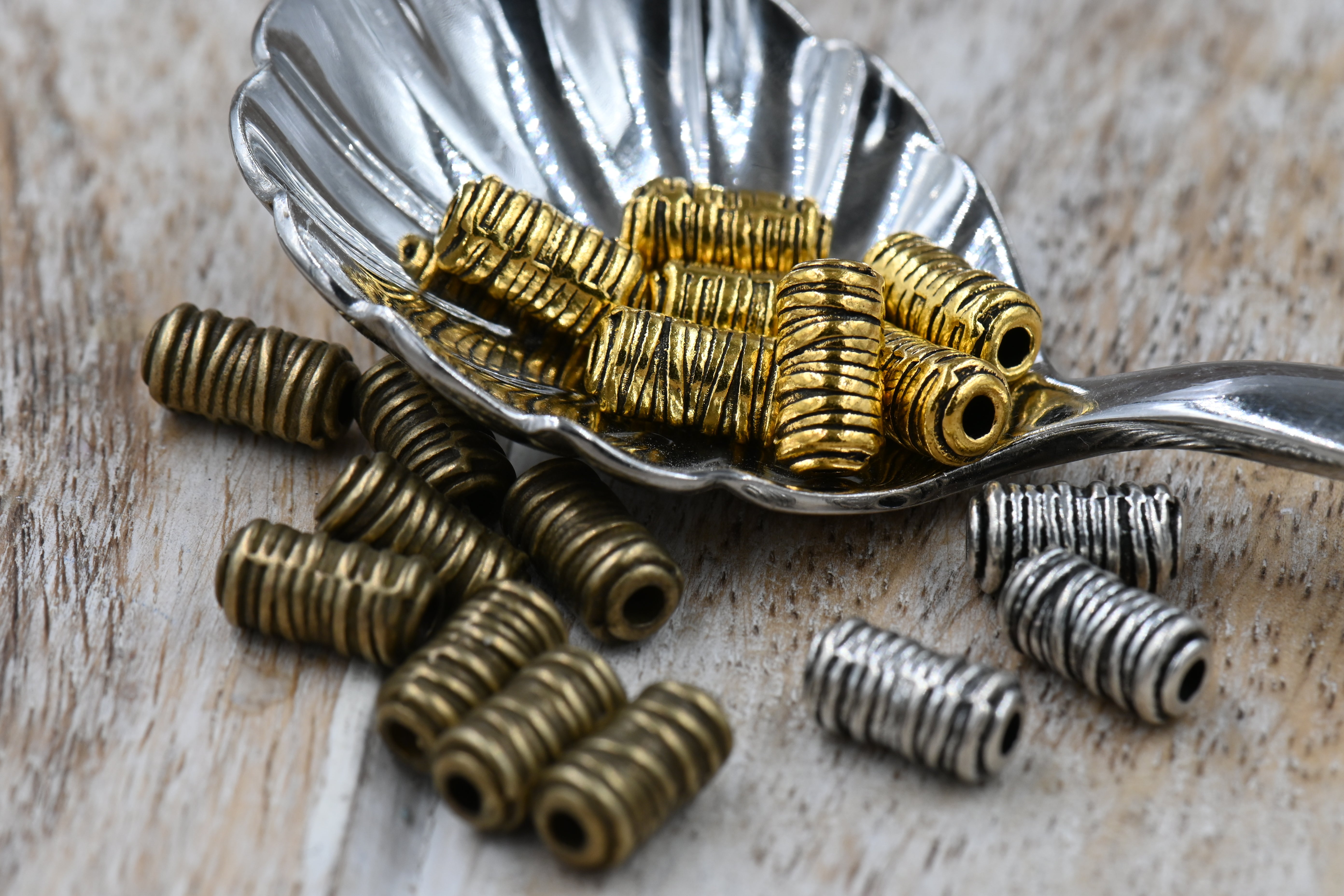 Wrapped Column Spacers, 20pc Antique Silver, Bronze or Gold 11x6mm