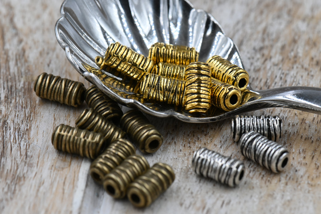 Wrapped Column Spacers, 20pc Antique Silver, Bronze or Gold 11x6mm