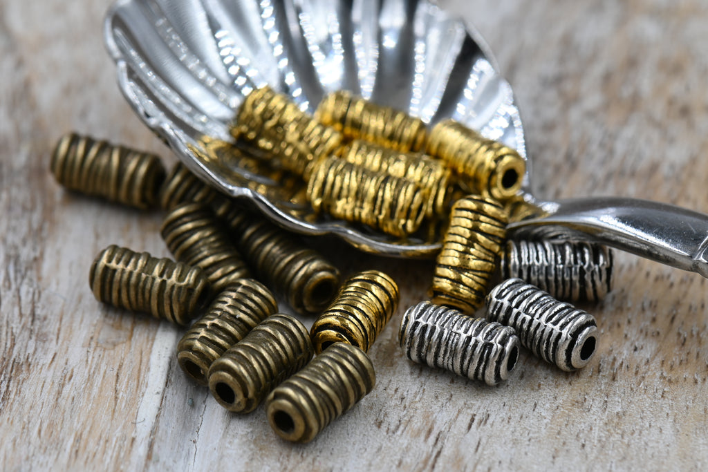 Wrapped Column Spacers, 20pc Antique Silver, Bronze or Gold 11x6mm