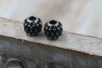 304 Stainless Steel European Beads, Large Hole Beads, Round, Antique Silver, 10.5x9mm, 2pc