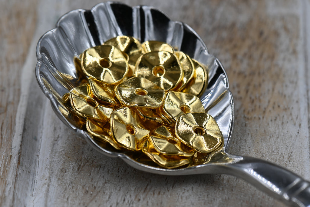 Golden 10mm Wavy Spacer Beads – 100 pcs Pack