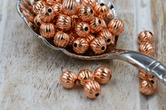 Fluted Pure Copper Beads Beads, 2mm-9.5mm
