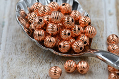 Fluted Pure Copper Beads Beads, 2mm-9.5mm