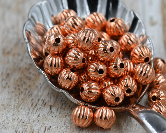 Fluted Pure Copper Beads Beads, 2mm-9.5mm Hover Image