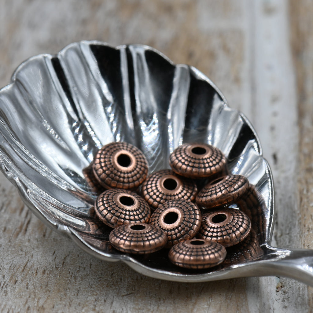 Flat Spacer Beads – Antique Copper or Gold, 8x4mm Alloy, 1.5mm Hole, Round Disc Beads for Jewelry Making (50 pcs)