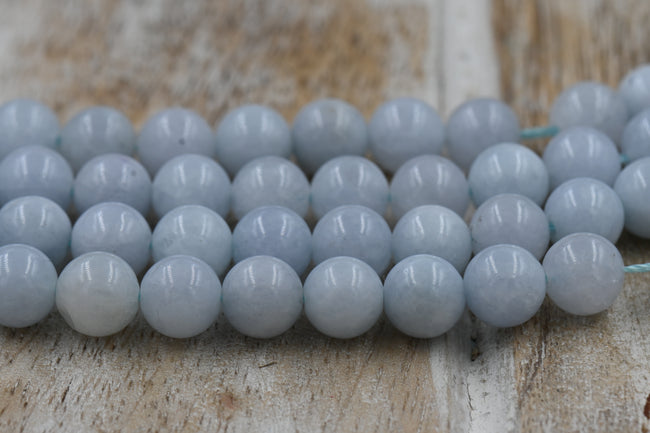 Malaysia Jade Beads – Light Baby Blue 8mm Round, Dyed Quartz, 1mm Hole, One Strand, 15" Beading Supply for Jewelry Making Main Image