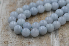 Malaysia Jade Beads – Light Baby Blue 8mm Round, Dyed Quartz, 1mm Hole, One Strand, 15" Beading Supply for Jewelry Making