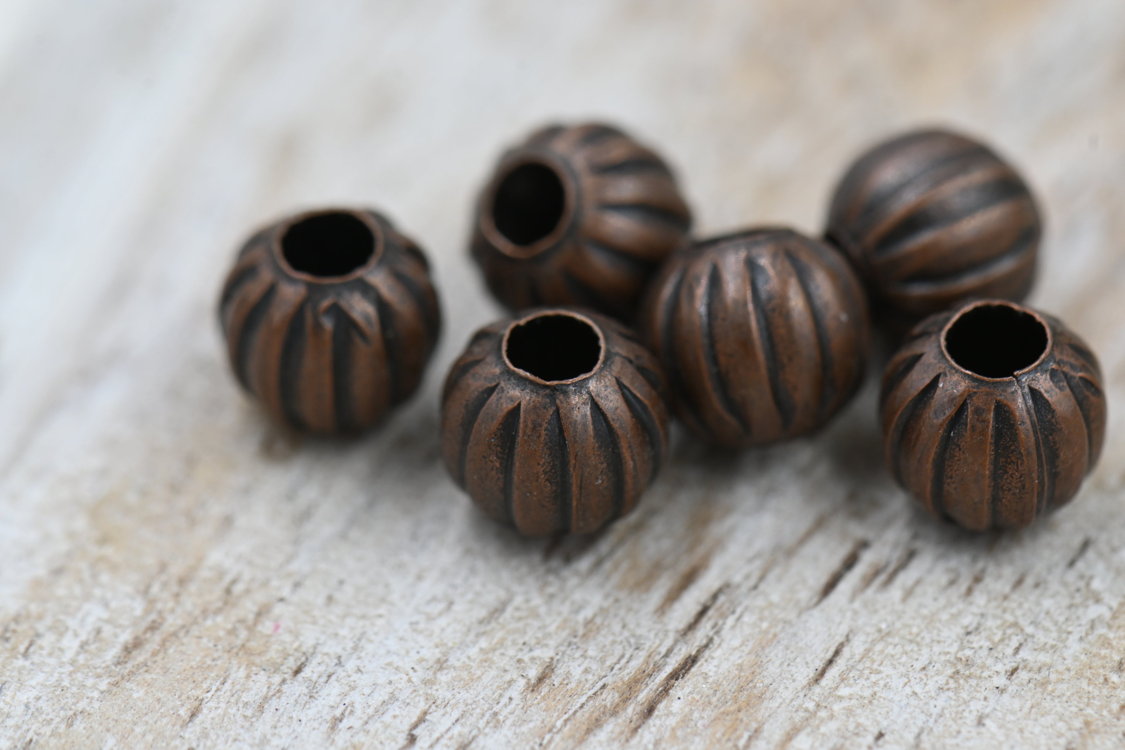 8mm Corrugated Iron Spacer Beads – Red Copper, Bronze, Silver, Gold, Textured Round Metal Beads for Jewelry Making (50 pcs)