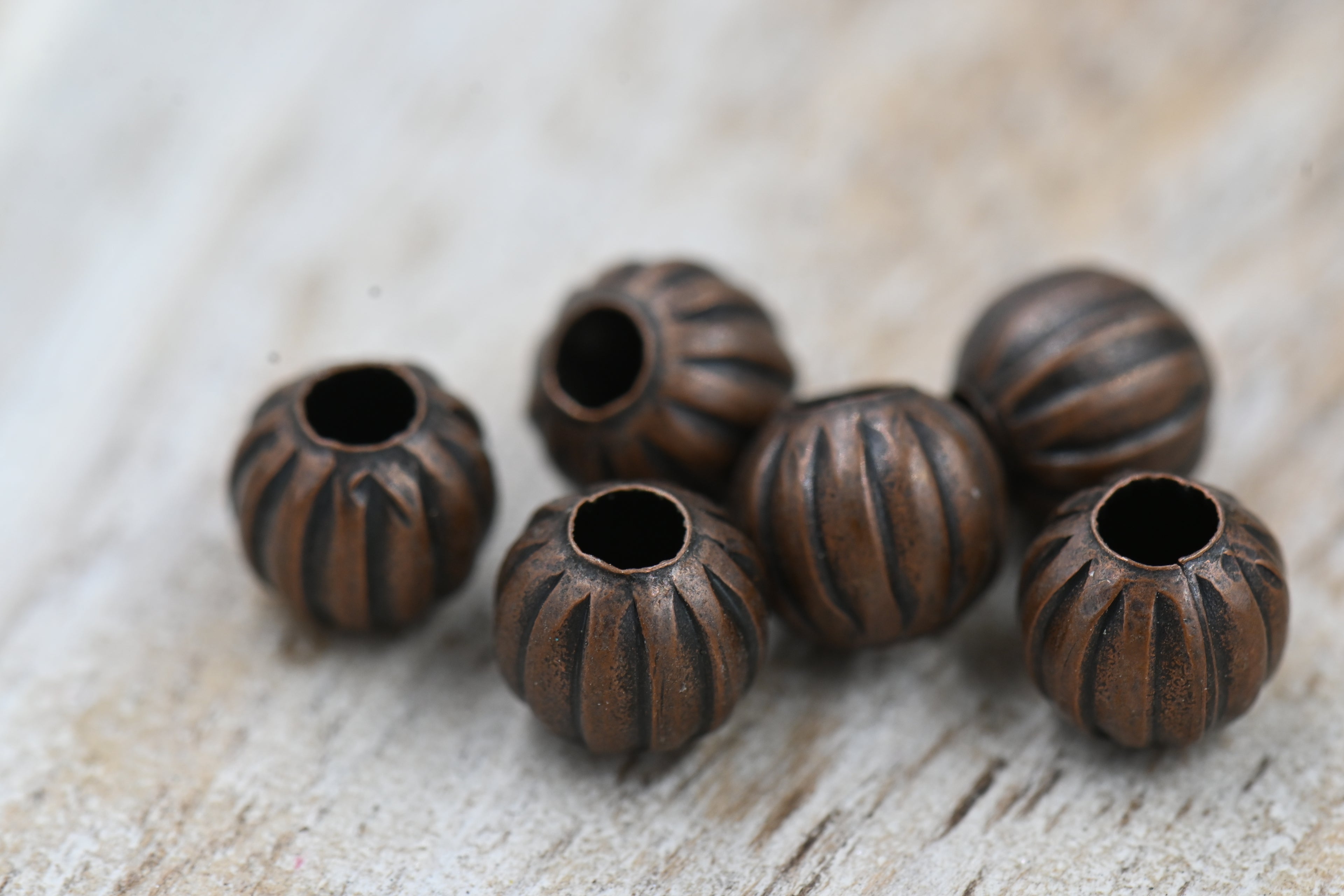 8mm Corrugated Iron Spacer Beads – Red Copper, Bronze, Silver, Gold, Textured Round Metal Beads for Jewelry Making (50 pcs)