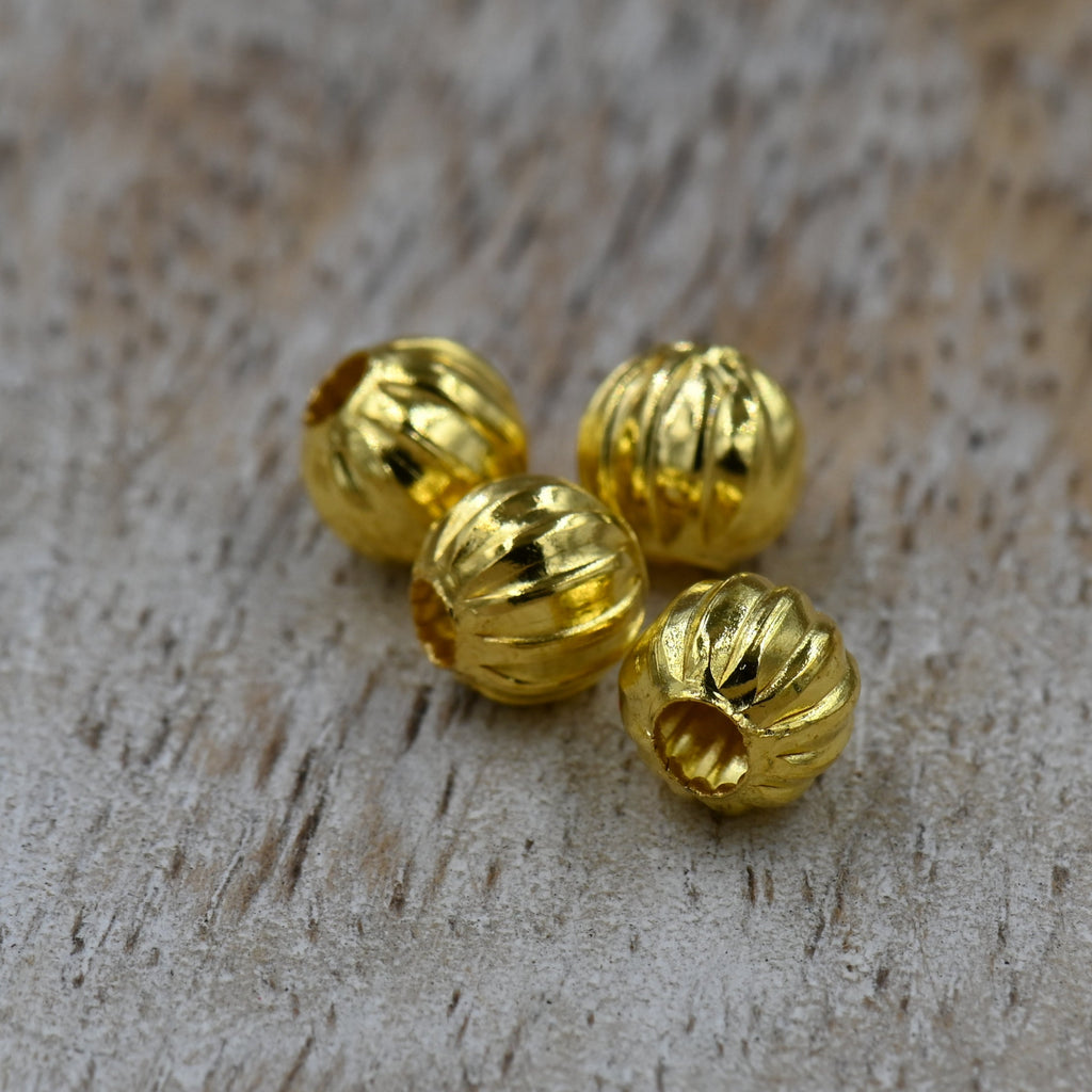 8mm Corrugated Iron Spacer Beads – Red Copper, Bronze, Silver, Gold, Textured Round Metal Beads for Jewelry Making (50 pcs)