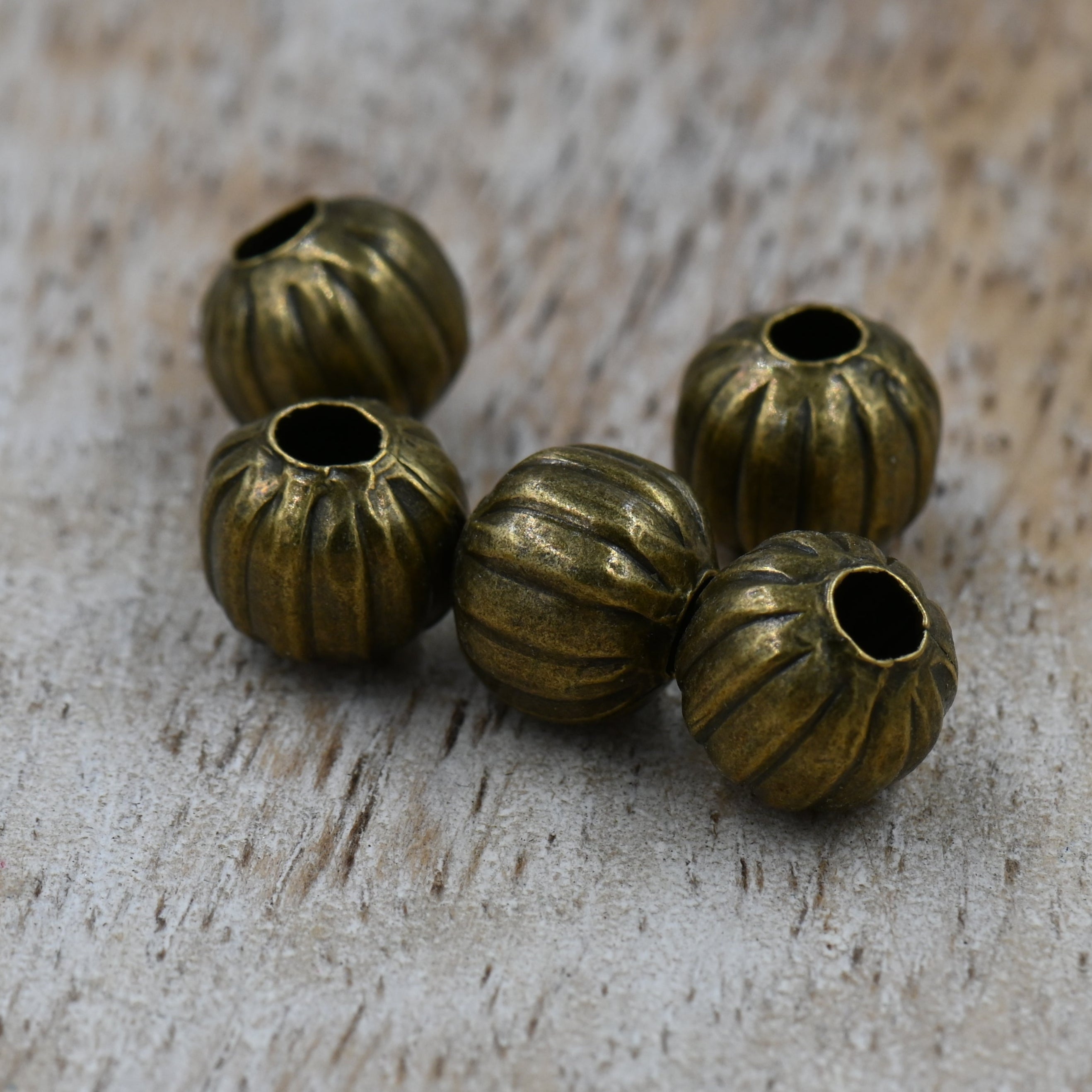 8mm Corrugated Iron Spacer Beads – Red Copper, Bronze, Silver, Gold, Textured Round Metal Beads for Jewelry Making (50 pcs)