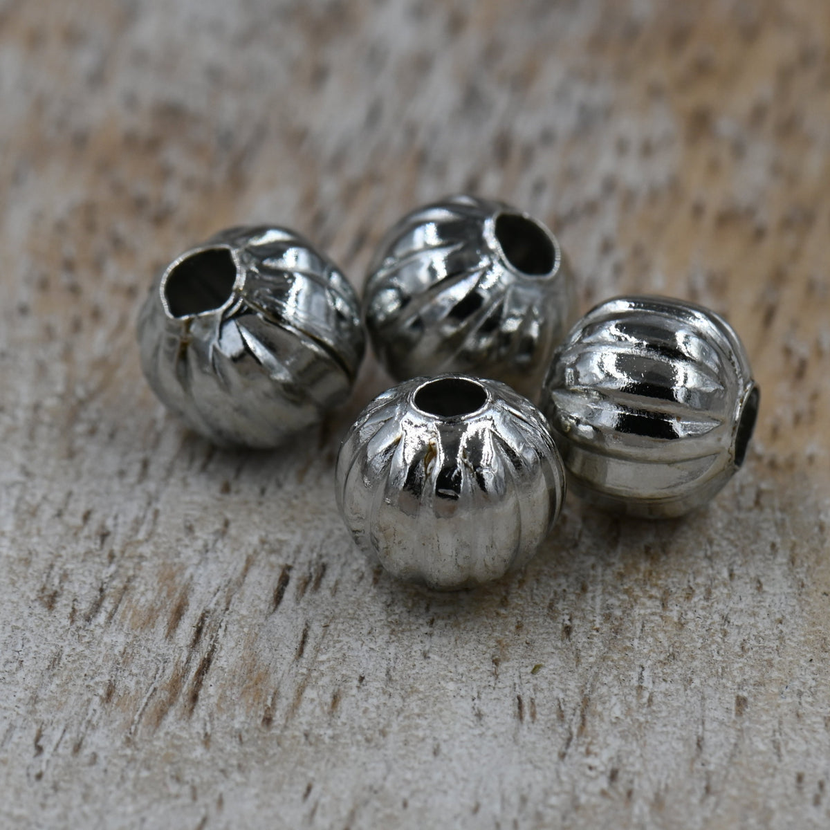8mm Corrugated Iron Spacer Beads – Red Copper, Bronze, Silver, Gold, Textured Round Metal Beads for Jewelry Making (50 pcs)