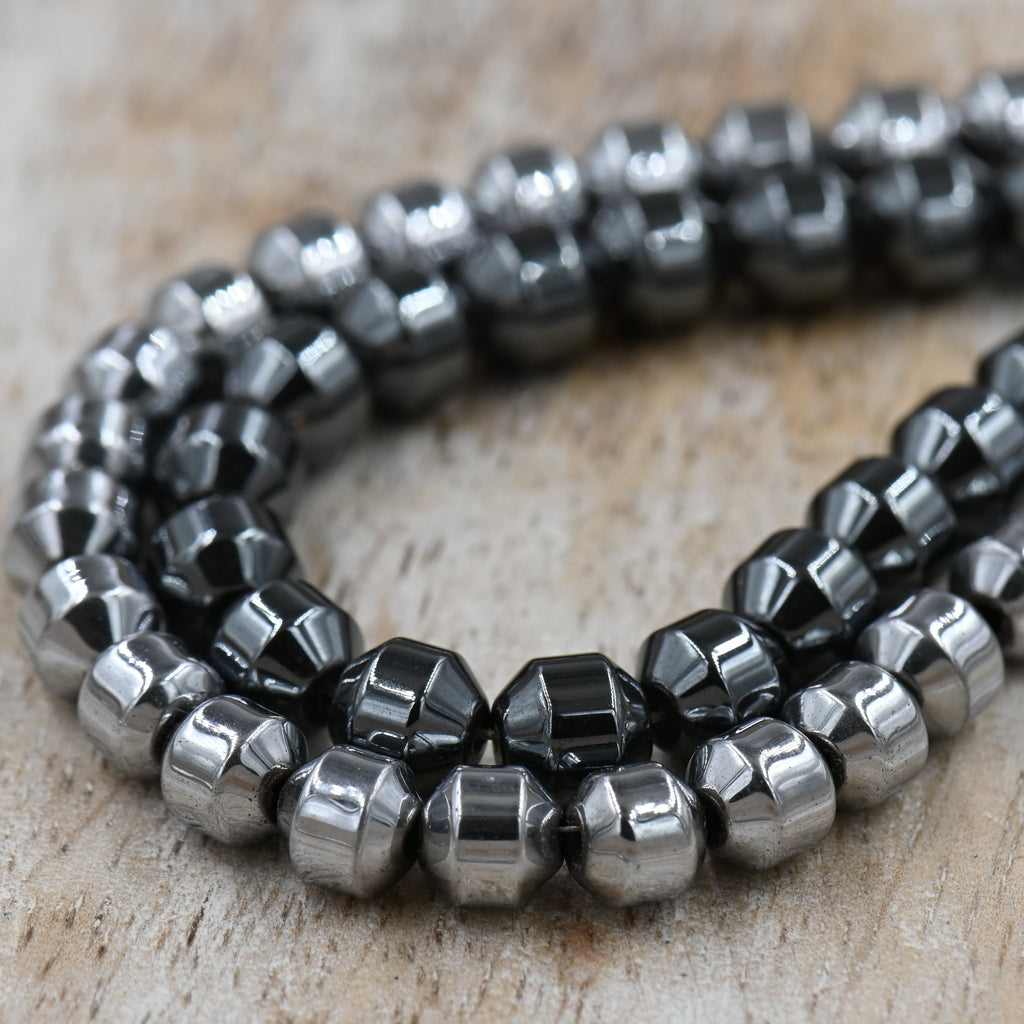 6mm Hematite Bicone Beads – Silver-Plated or Original Finish, Synthetic, 1mm Hole, 15.5" Strand, Jewelry Supplies