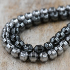 6mm Hematite Bicone Beads – Silver-Plated or Original Finish, Synthetic, 1mm Hole, 15.5" Strand, Jewelry Supplies