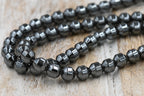 6mm Hematite Bicone Beads – Silver-Plated or Original Finish, Synthetic, 1mm Hole, 15.5" Strand, Jewelry Supplies