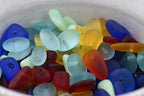 Cultured Sea Glass Pebble Beads – Mixed Colors, 9×6mm (7" Strand)