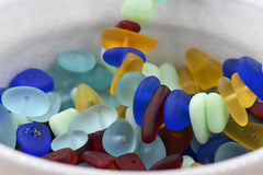 Cultured Sea Glass Pebble Beads – Mixed Colors, 9×6mm (7" Strand)