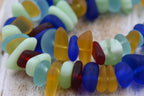 Cultured Sea Glass Pebble Beads – Mixed Colors, 9×6mm (7" Strand)