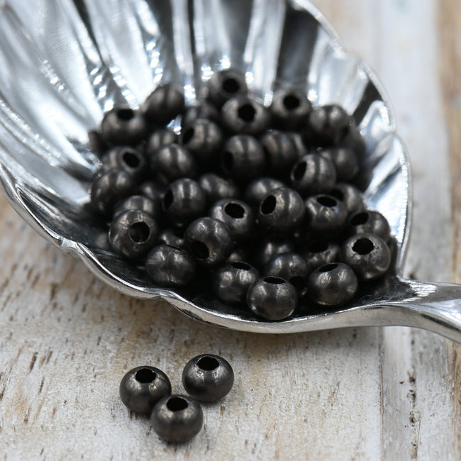 Gunmetal Rondelle Beads – 2mm–5mm, Brass Core, USA Made Hover Image