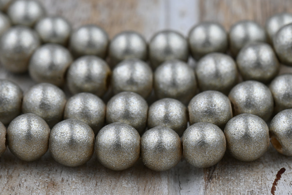 8mm Electrum Silver- Gold Wood Beads, 16 inch Strand