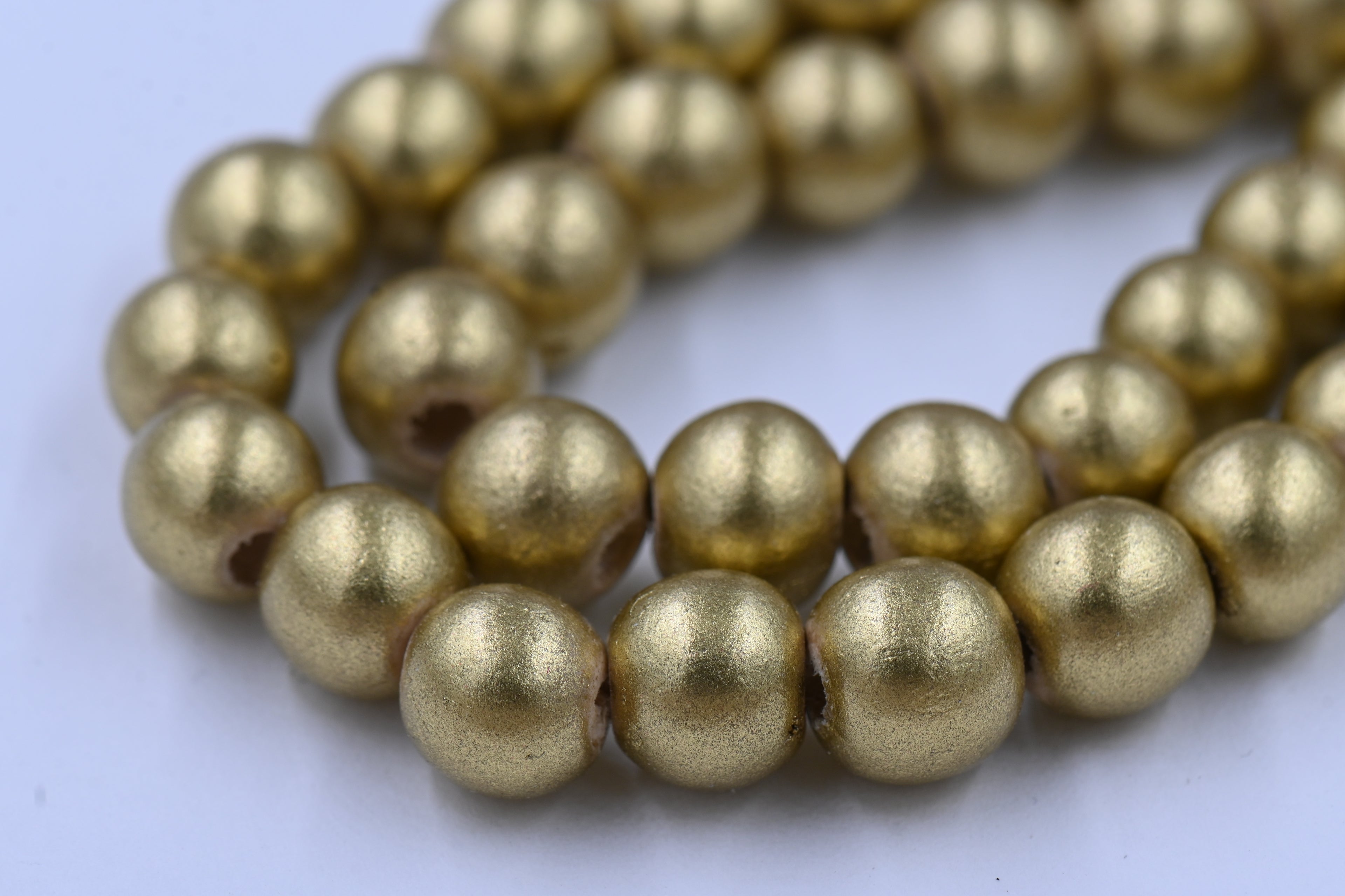 8mm Old World Gold Wood Beads, 16 inch Strand