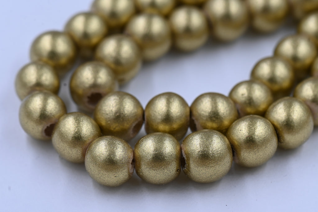 8mm Old World Gold Wood Beads, 16 inch Strand