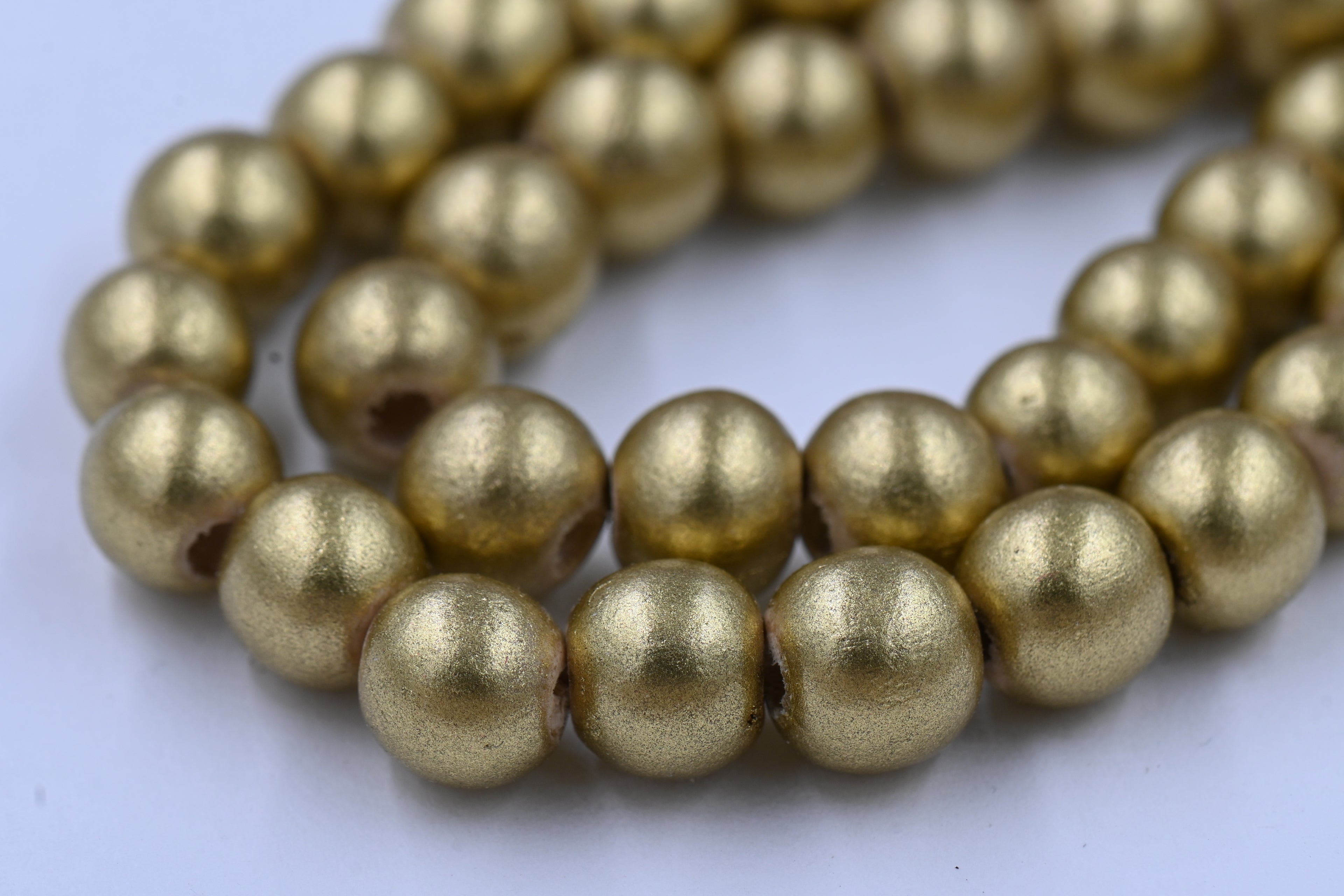 8mm Old World Gold Wood Beads, 16 inch Strand