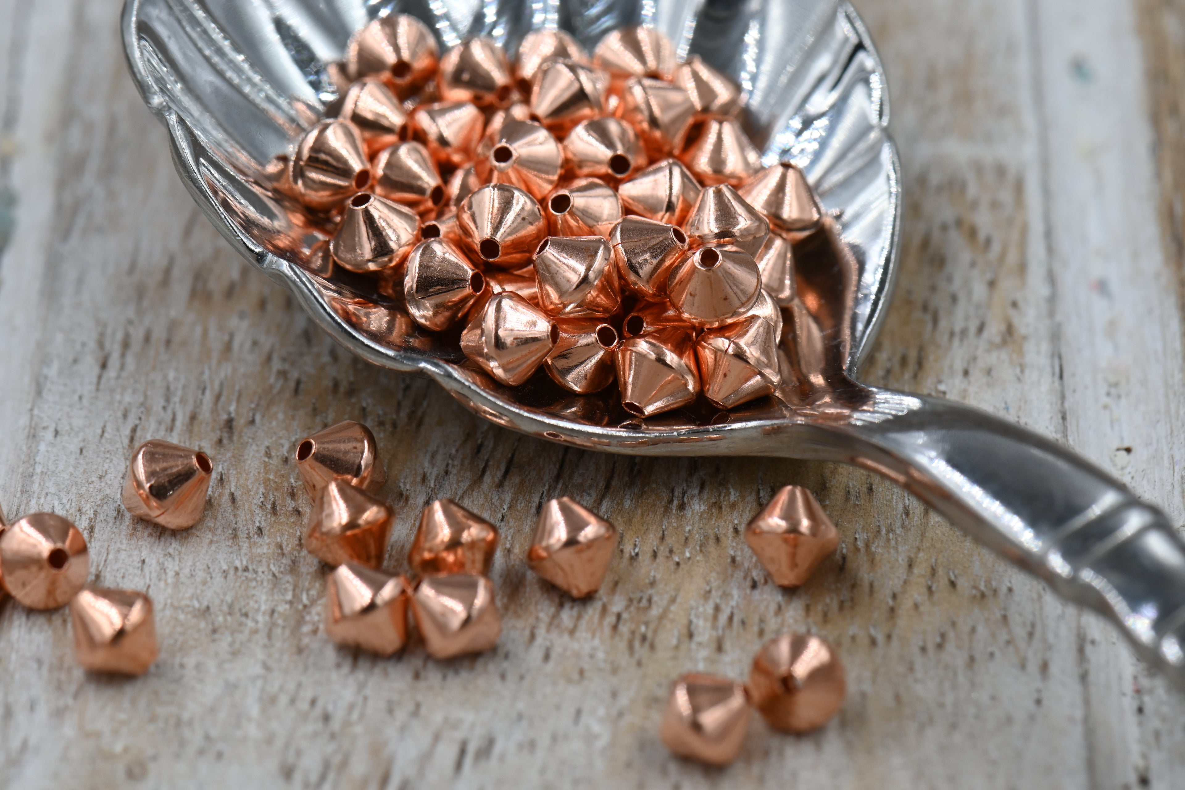 Pure Solid Copper Bicone 3mm and 4mm Beads, 50pc or 100pc