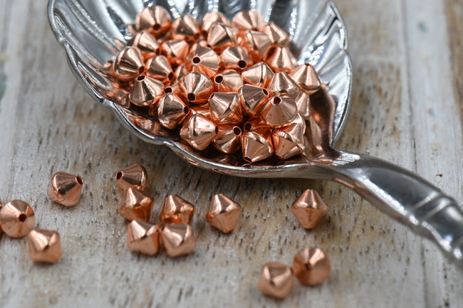 Pure Solid Copper Bicone 3mm and 4mm Beads, 50pc or 100pc Main Image