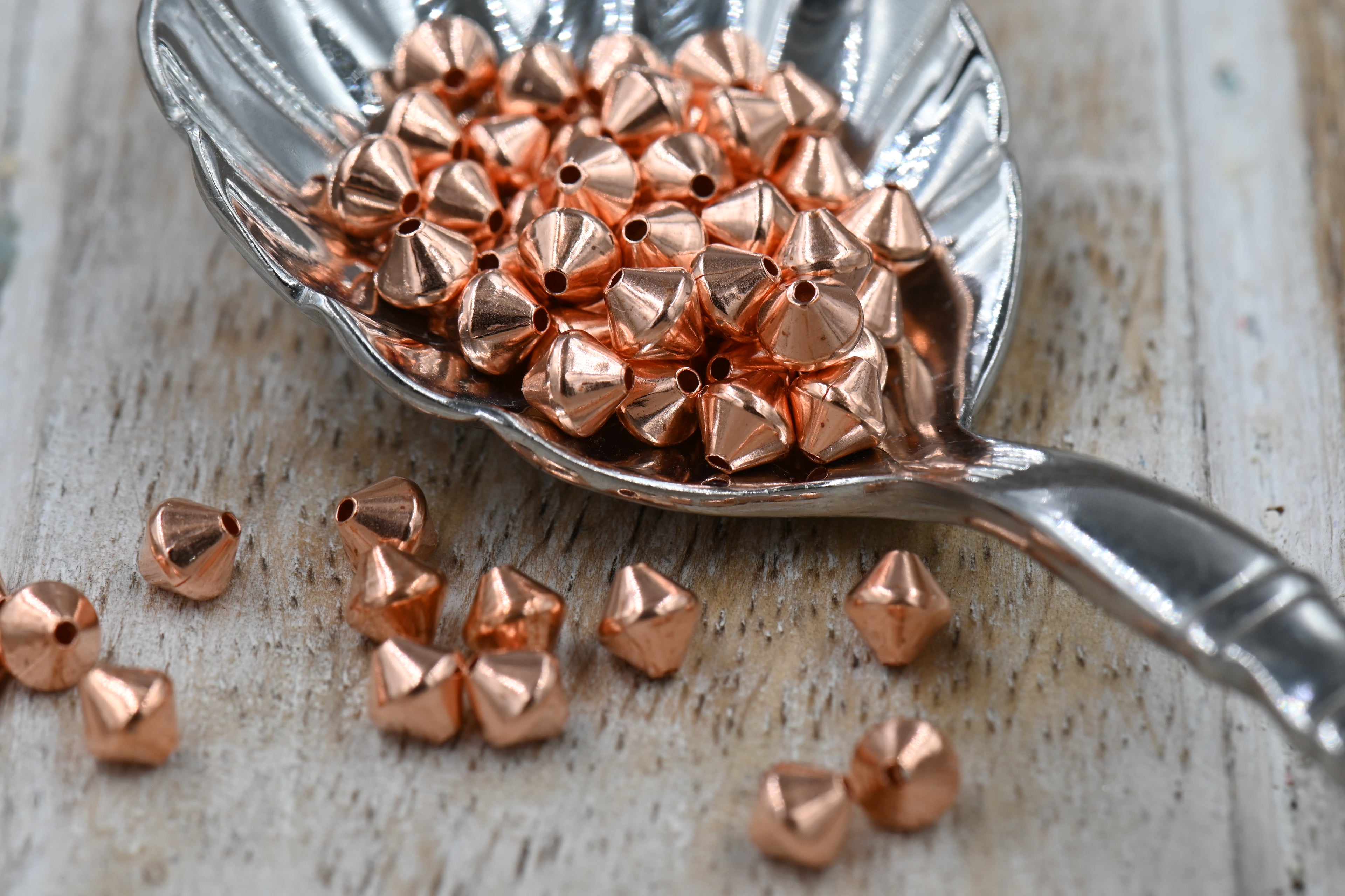 Pure Solid Copper Bicone 3mm and 4mm Beads, 50pc or 100pc