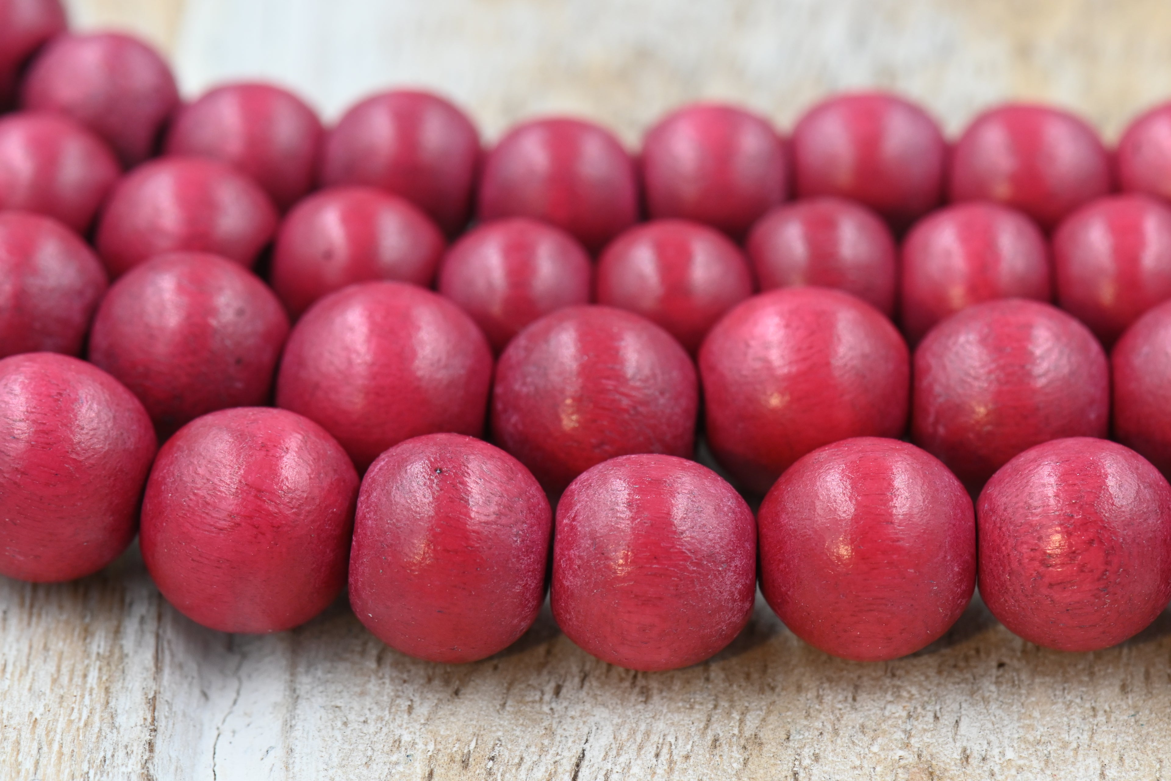 Winterberry Frost — Cranberry Red Waxed Wood Beads 6mm 8mm 10mm
